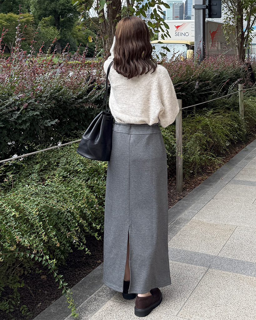 ダークグレー ロングスカート シンプルマキシロングスカート | ファッション通販サイト NUGU