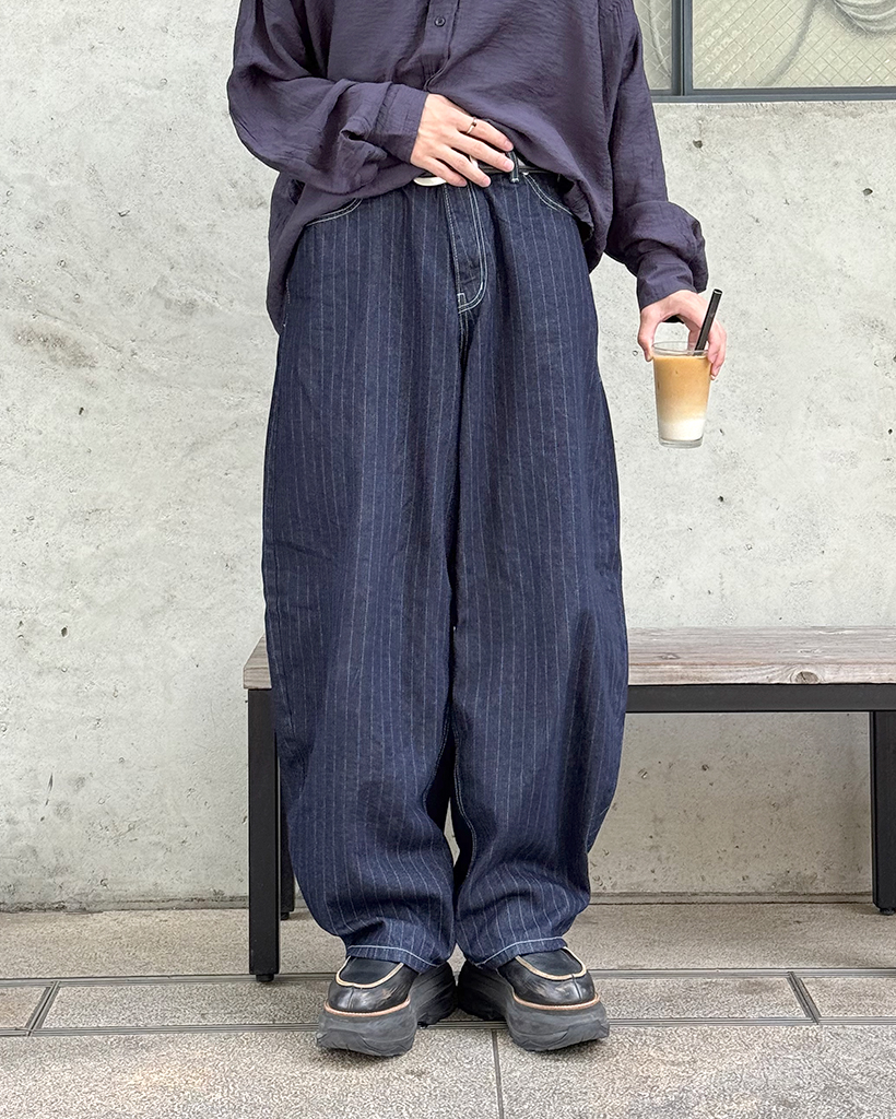 ユニセックス)ストライプワイドデニムパンツ | ファッション通販