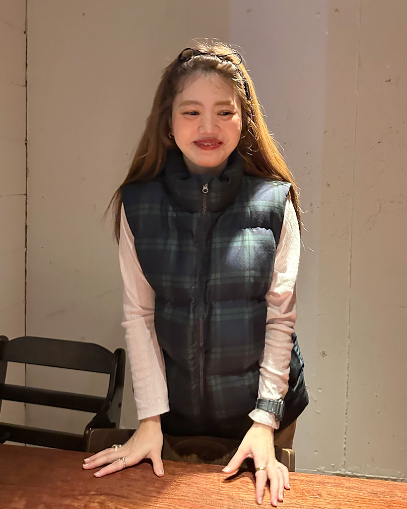 シナコバダウンベスト チェック柄 シナコバ ネイビー チェック柄 ベスト