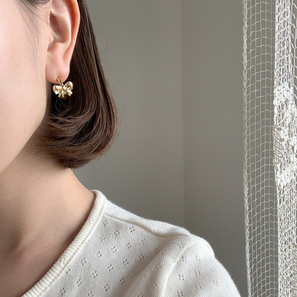 IENA購入　リボンピアス　セレクト商品 les bon bon｜prima pierce リボンモチーフ 10金 ピアス - H.O.V