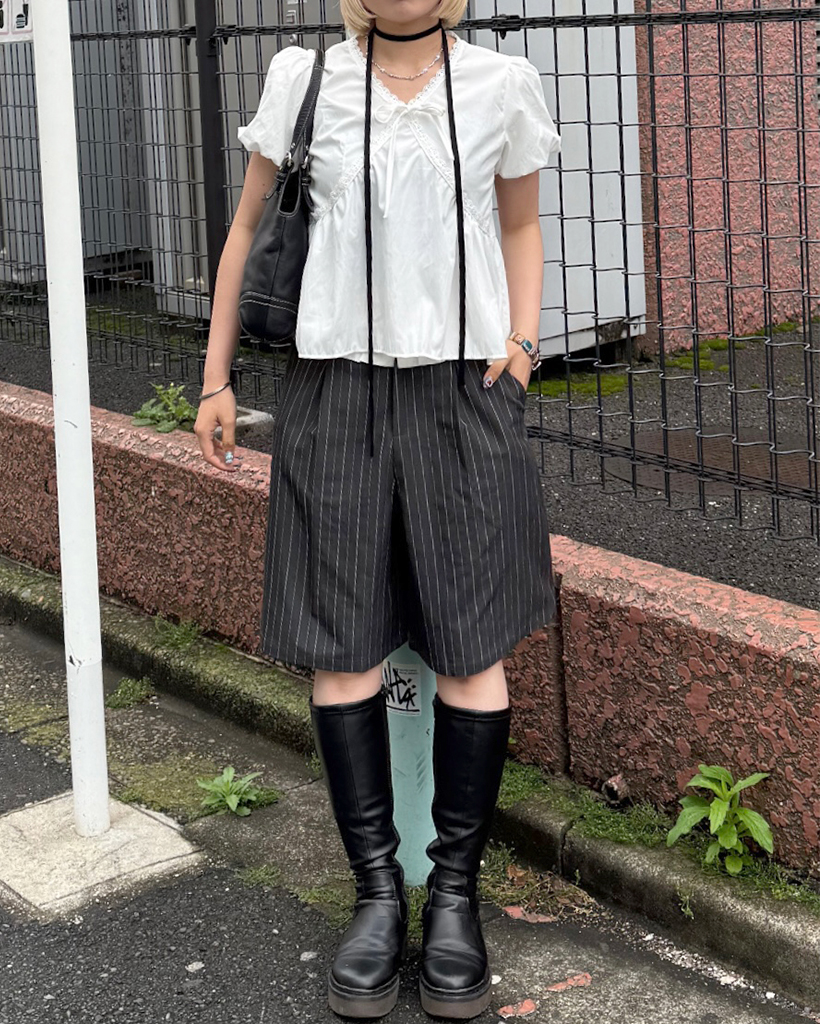 フリルレイヤードストライプハーフパンツ | ファッション通販