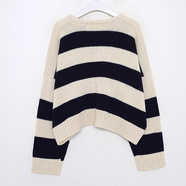 【完売】sheller ボーダーニット ざっくり感が可愛い😍【透かし編みボーダーニット】 オーバー