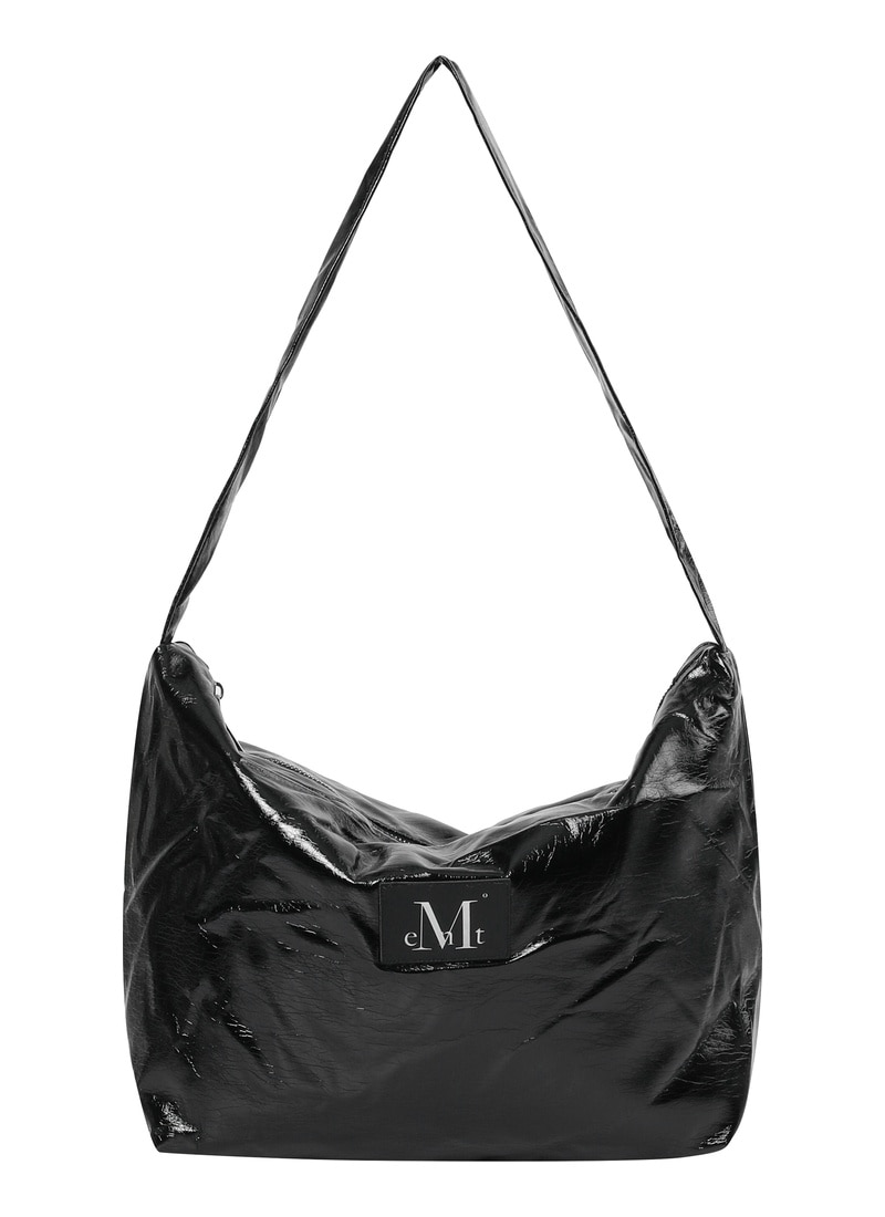 RAEL GLOSSY LEATHER PATCH SHOULDER BAG UNISEX (2Color)