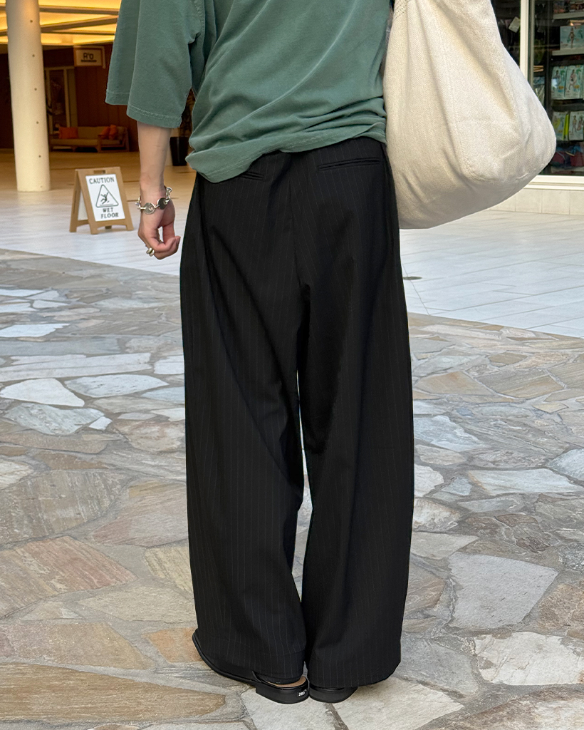 KNIGHTS BRIDGE ナイツブリッジツータックブラックワイドスラックス 東京店WEB限定受注制【Chikashitsu +】wide tuck drape slacks