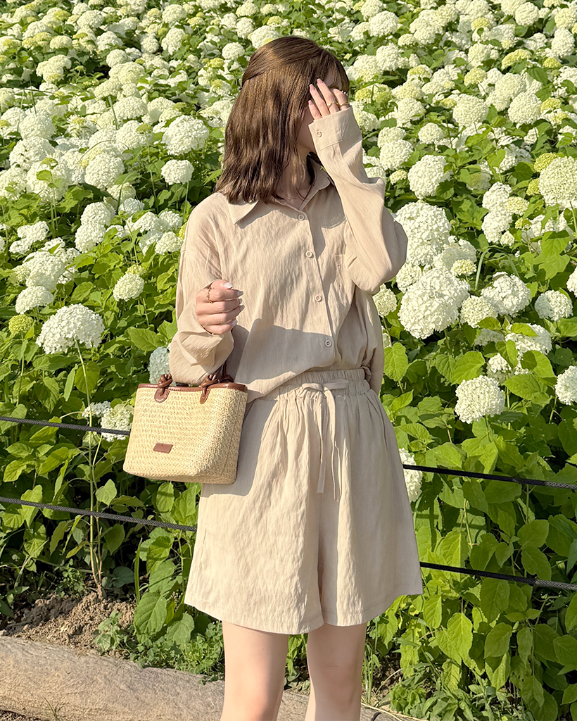 リネンシャツショートパンツセットアップ | ファッション通販