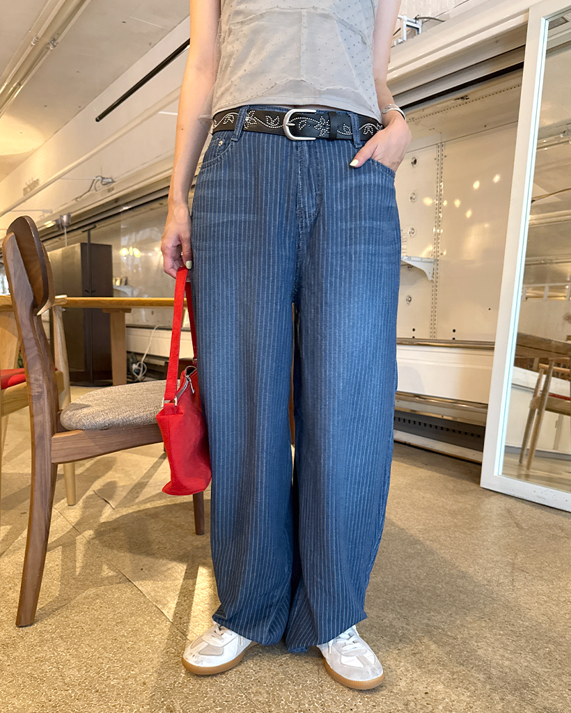 バルーンフィットストライプデニムパンツ | ファッション通販