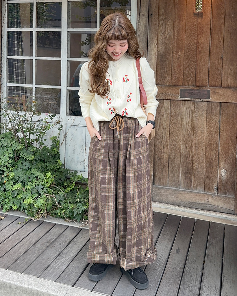 フラワーステッチニットカーディガン | ファッション通販サイト NUGU