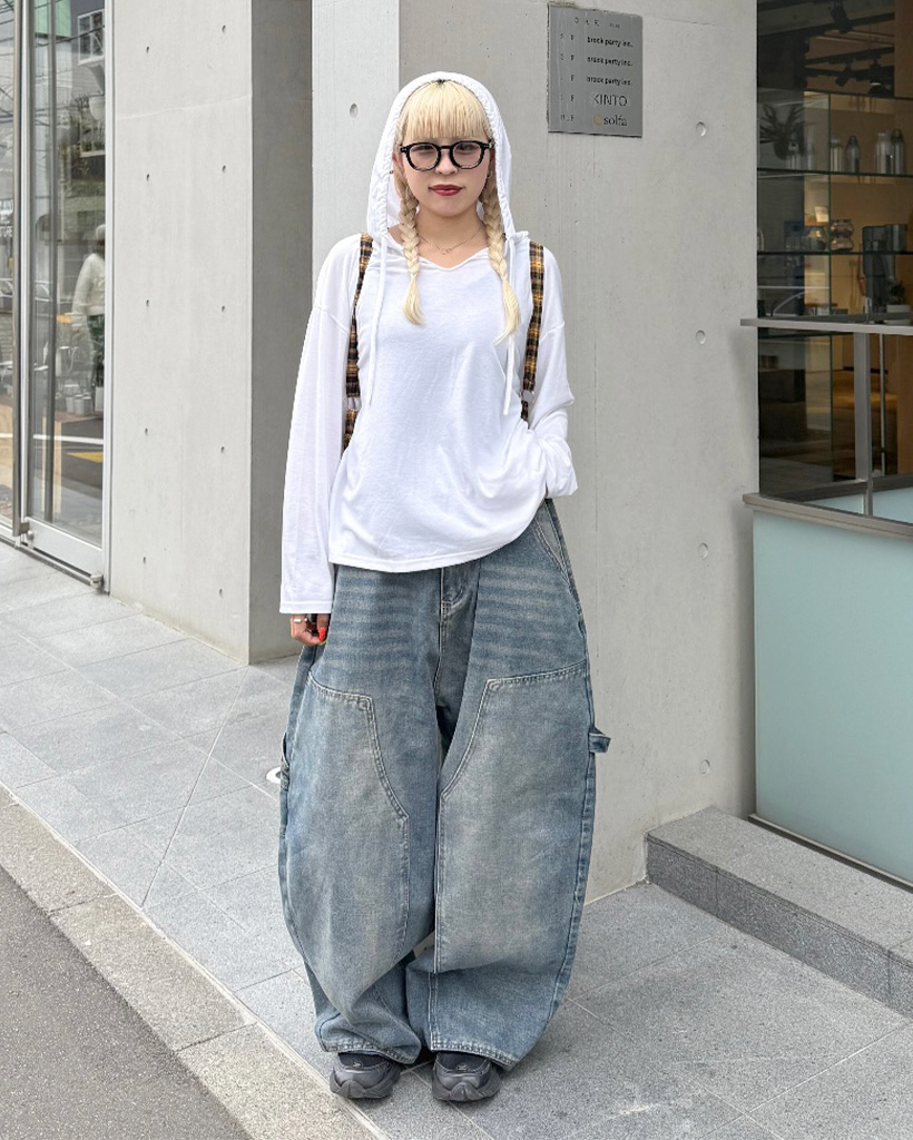 ユニセックス)膝パッチウォッシュデニムパンツ | ファッション通販