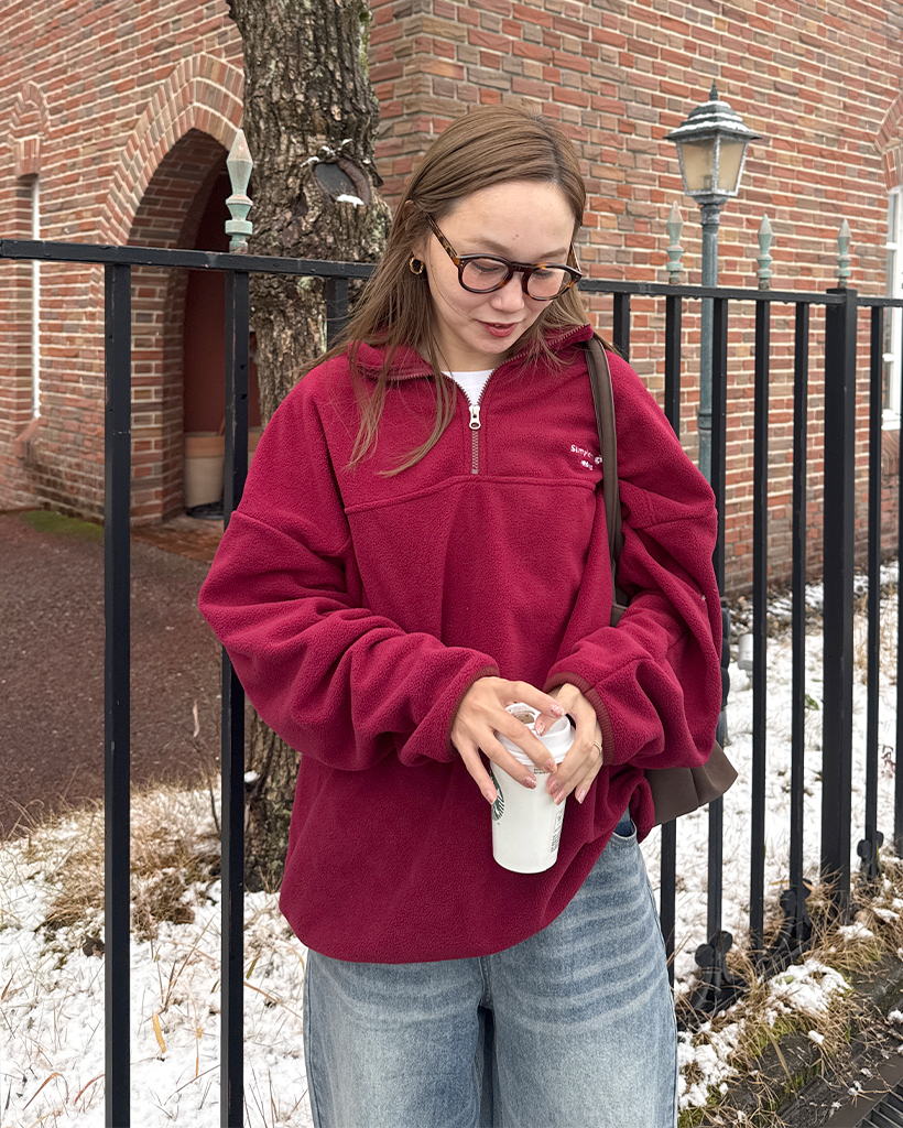 レタリングハーフジップフリース | ファッション通販サイト NUGU