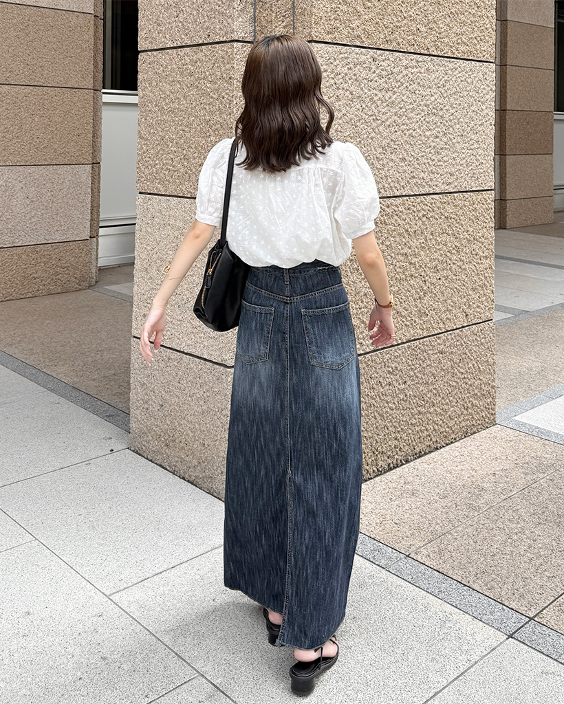 ウォッシュデニムロングスカート | ファッション通販サイト NUGU