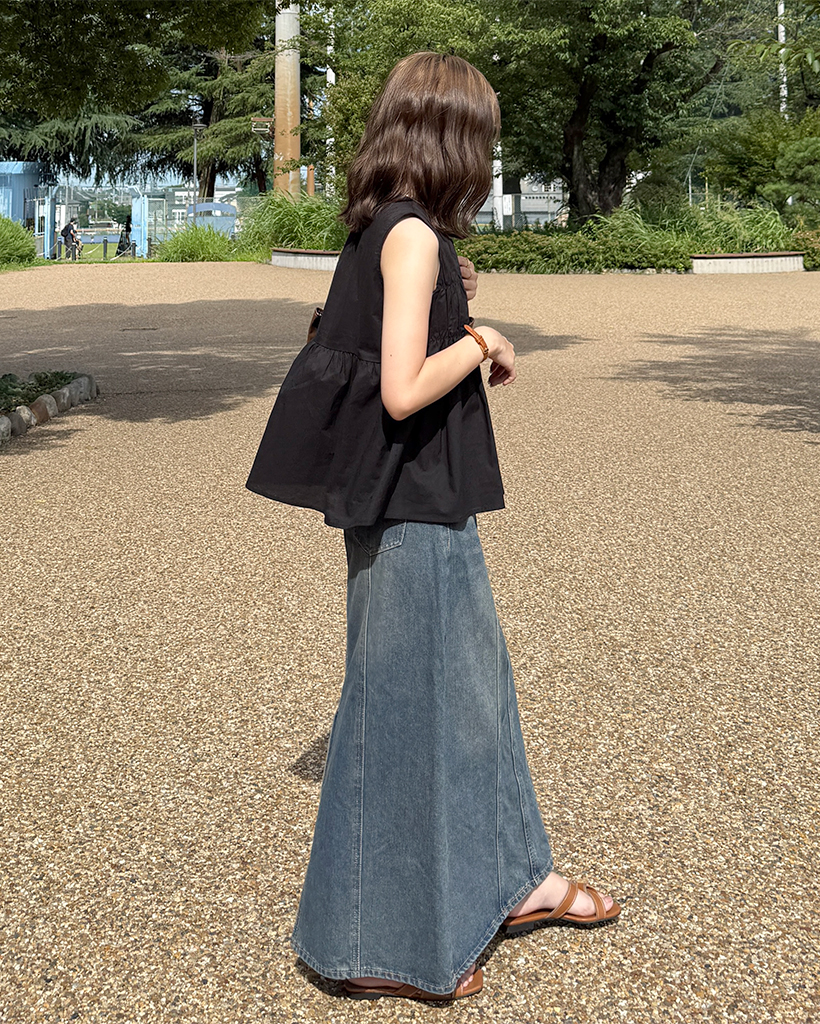 38 N°21 カーキ スリット ロングスカート