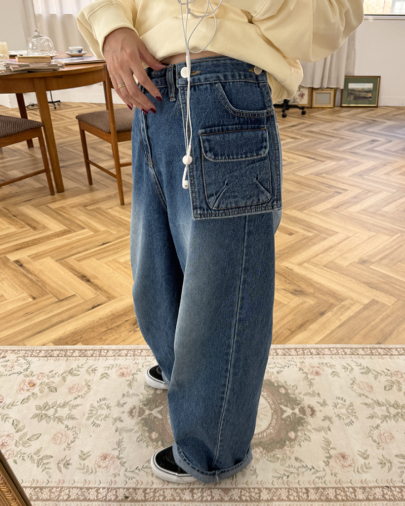 (ORIGINAL) アウトポケットボタンデニムパンツ