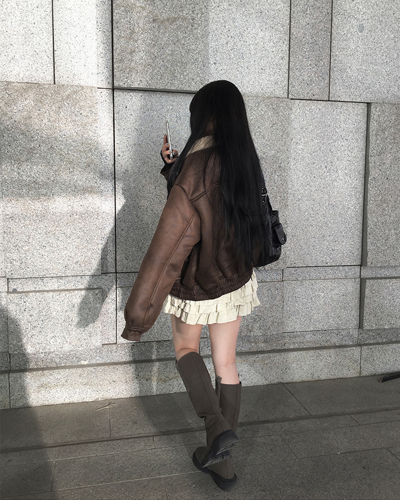 ボアフェイクムートン襟付きジャンパー (3color) | ファッション通販