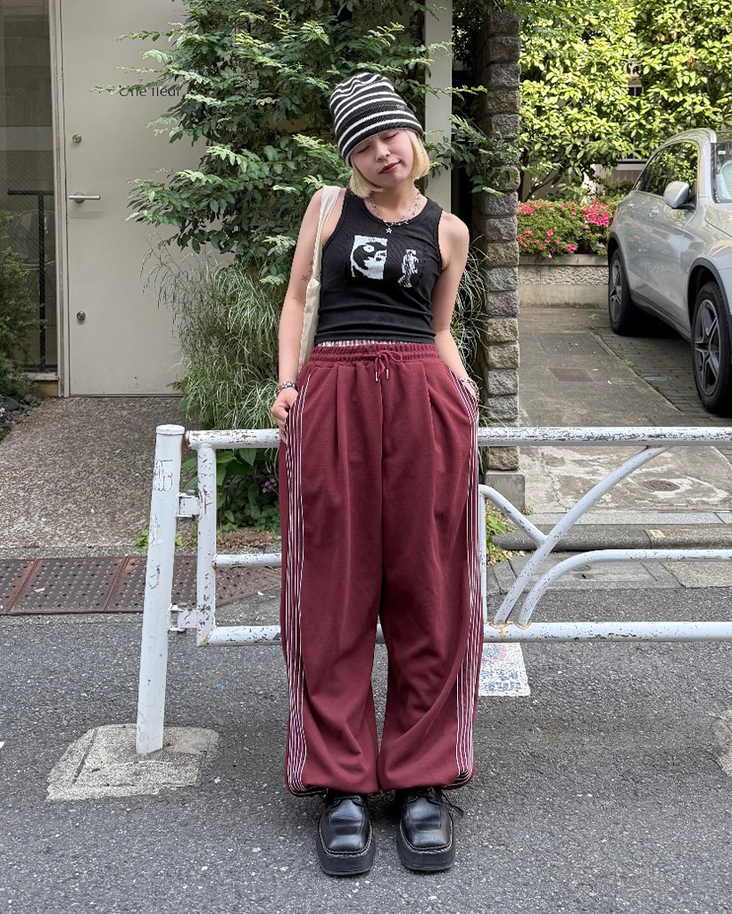 ユニセックス)トラックディテールスウェットパンツ