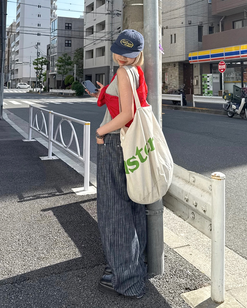 パッチポイントストライプデニムパンツ | ファッション通販