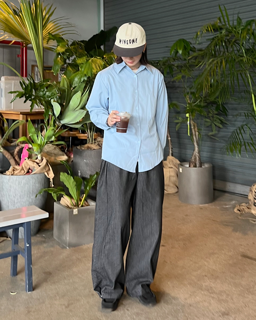 のぎページ ストライプワイドデニムパンツ | ファッション通販サイト NUGU