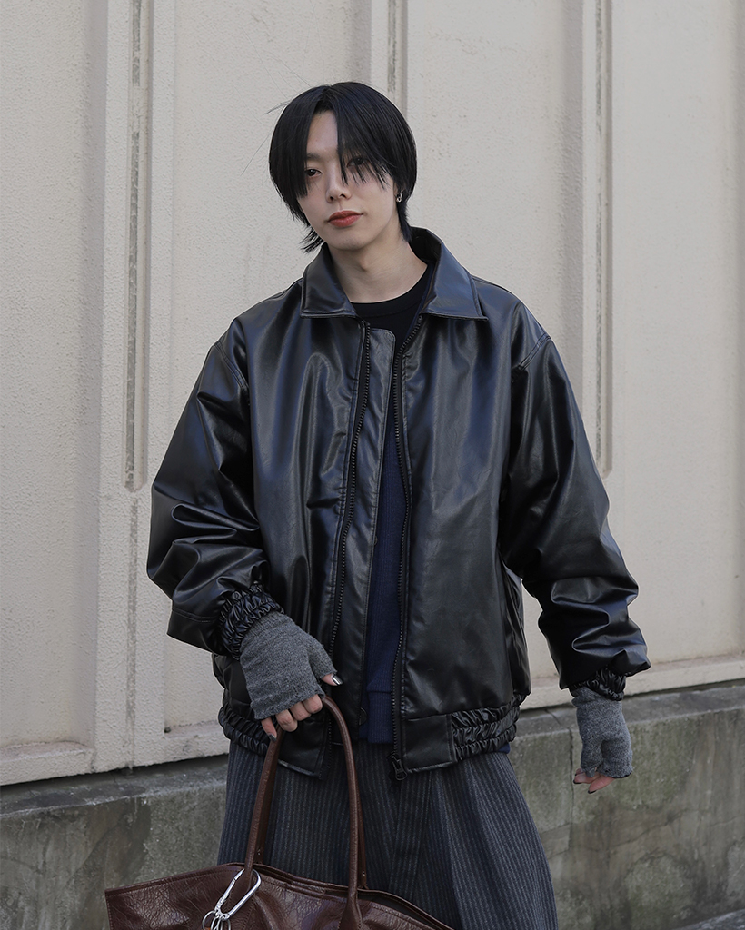 ユニセックス)オーバーサイズ2WAYレザージャケット | ファッション通販