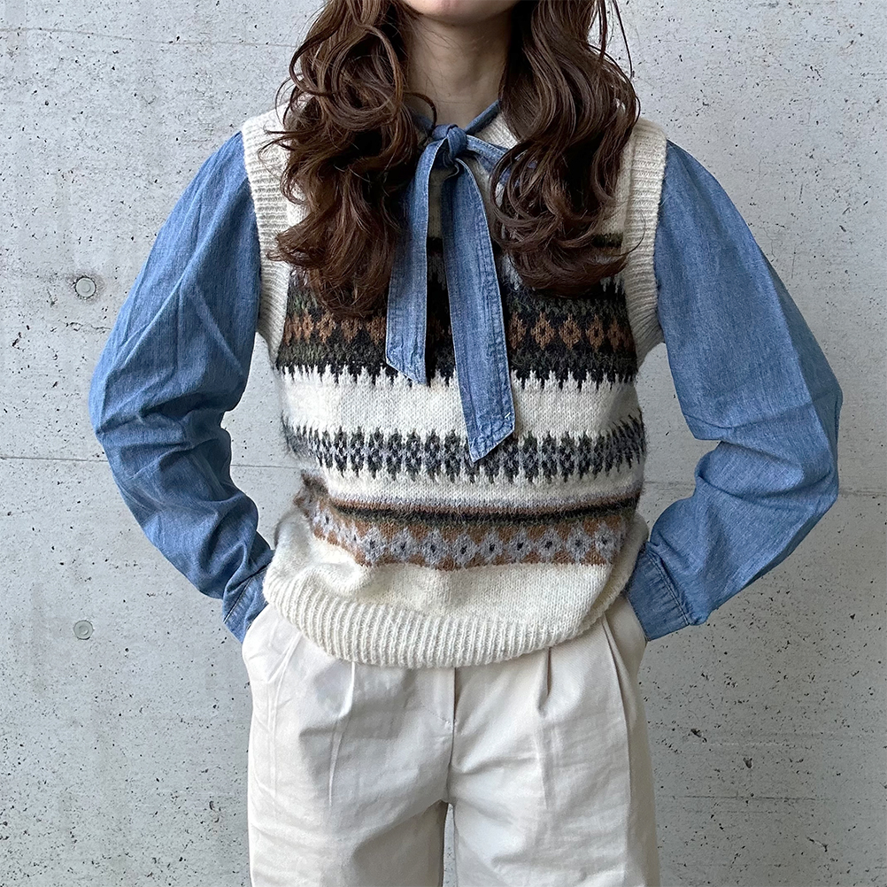 Patrizia Pepe パトリツィアペペ　ウール　シルク　ボーダー　ニット ノルディック柄ニット | ファッション通販サイト NUGU