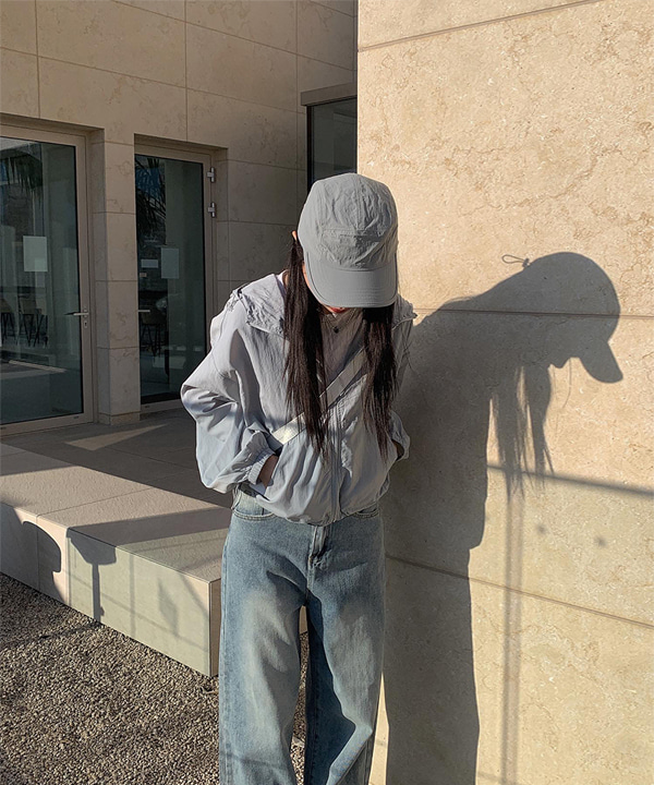 裾ドロストクロップドフードウインドブレーカー (4color)