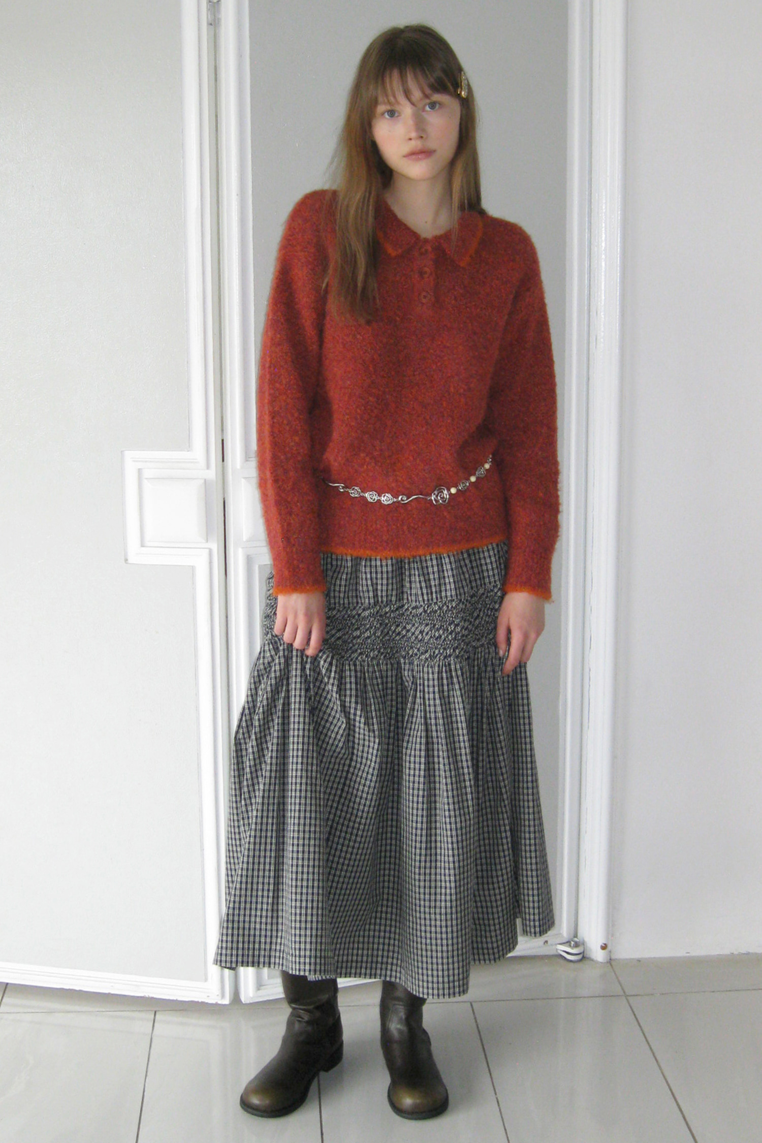 【購入特典】[tokki x Sinoon] Sinoon Smocking Flared Skirt (Navy)