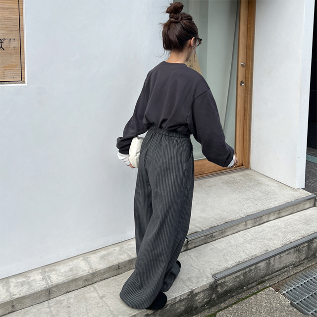 ストライプウールスラックス　着画あり ストライプウールスラックス 着画あり