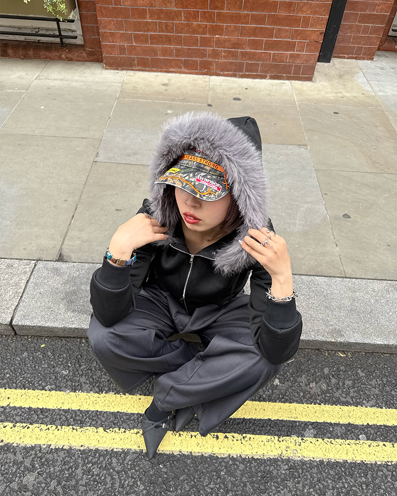 ジャスグリッティーファーフードラップコート ジャスグリッティー フードファーラップコート