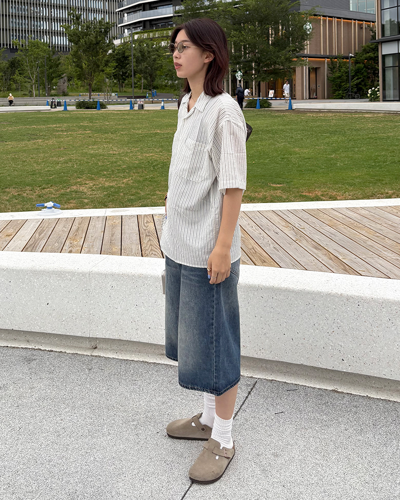 ユニセックス)ストライプ半袖シャツ | ファッション通販サイト NUGU