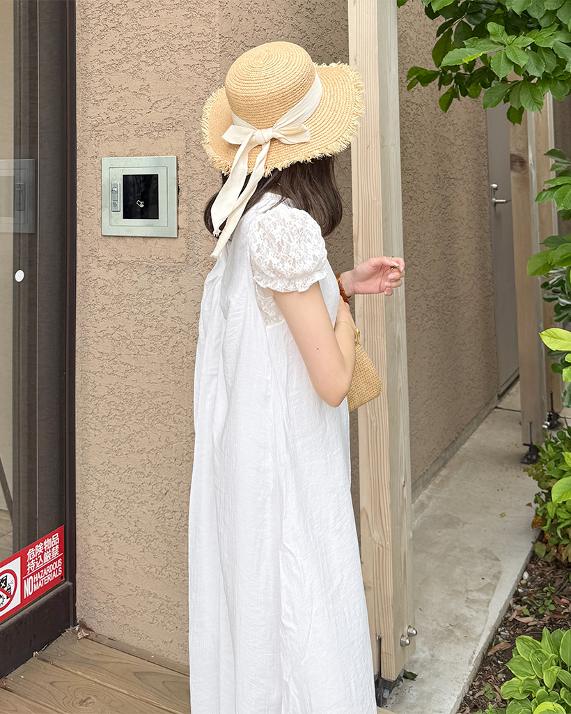 美品　クーム　ロングワンピース キーネック　リボン　サテン　ドロスト 美品 クーム ロングワンピース キーネック リボン サテン