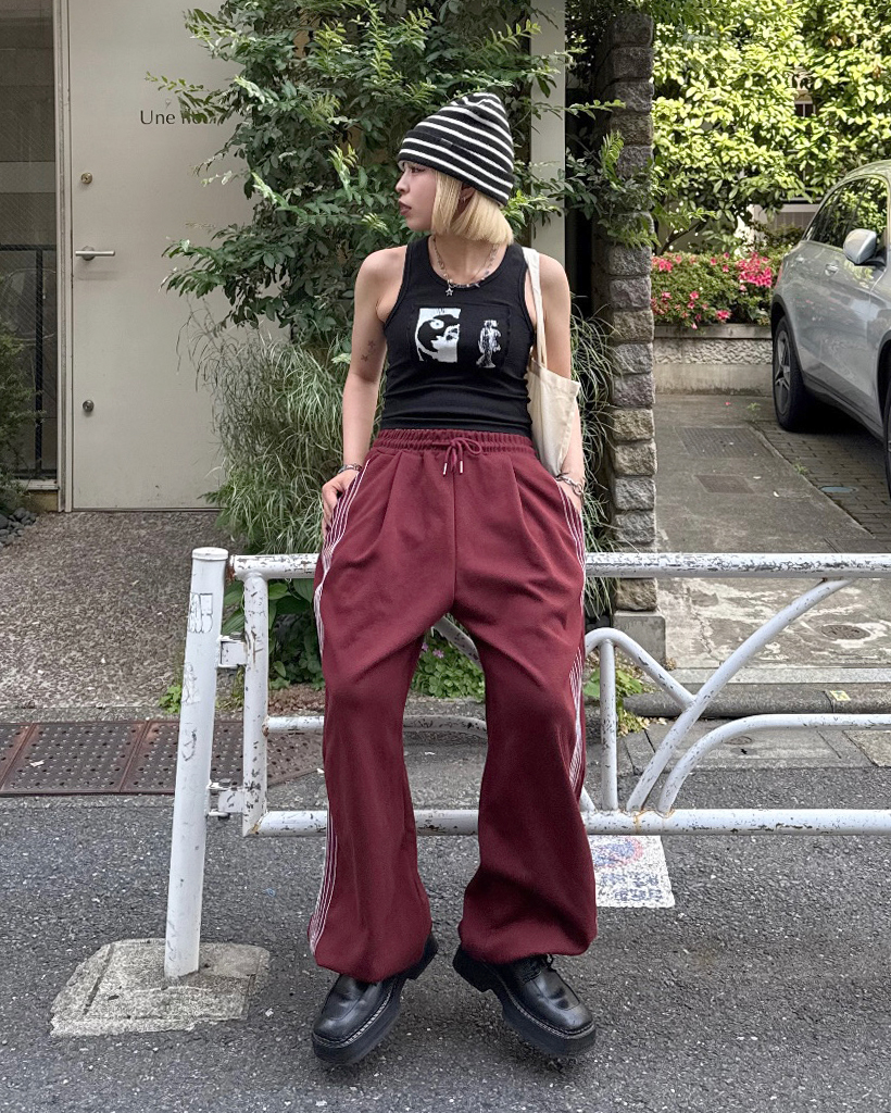ユニセックス)トラックディテールスウェットパンツ