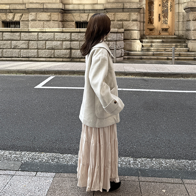 NINNNINNBurberry ベージュ ダッフルコート 160]【選べる5色展開】ライトフェイクウールダッフルコート