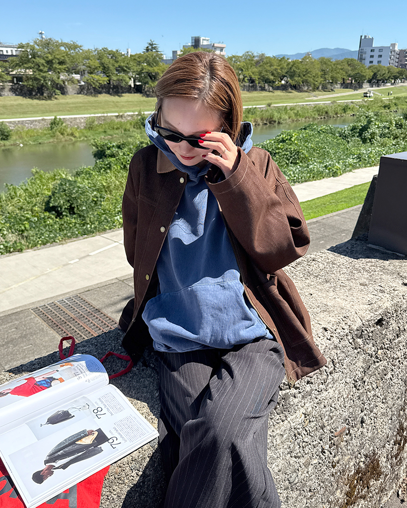 配色カラーブラウンデニムジャケット | ファッション通販サイト NUGU