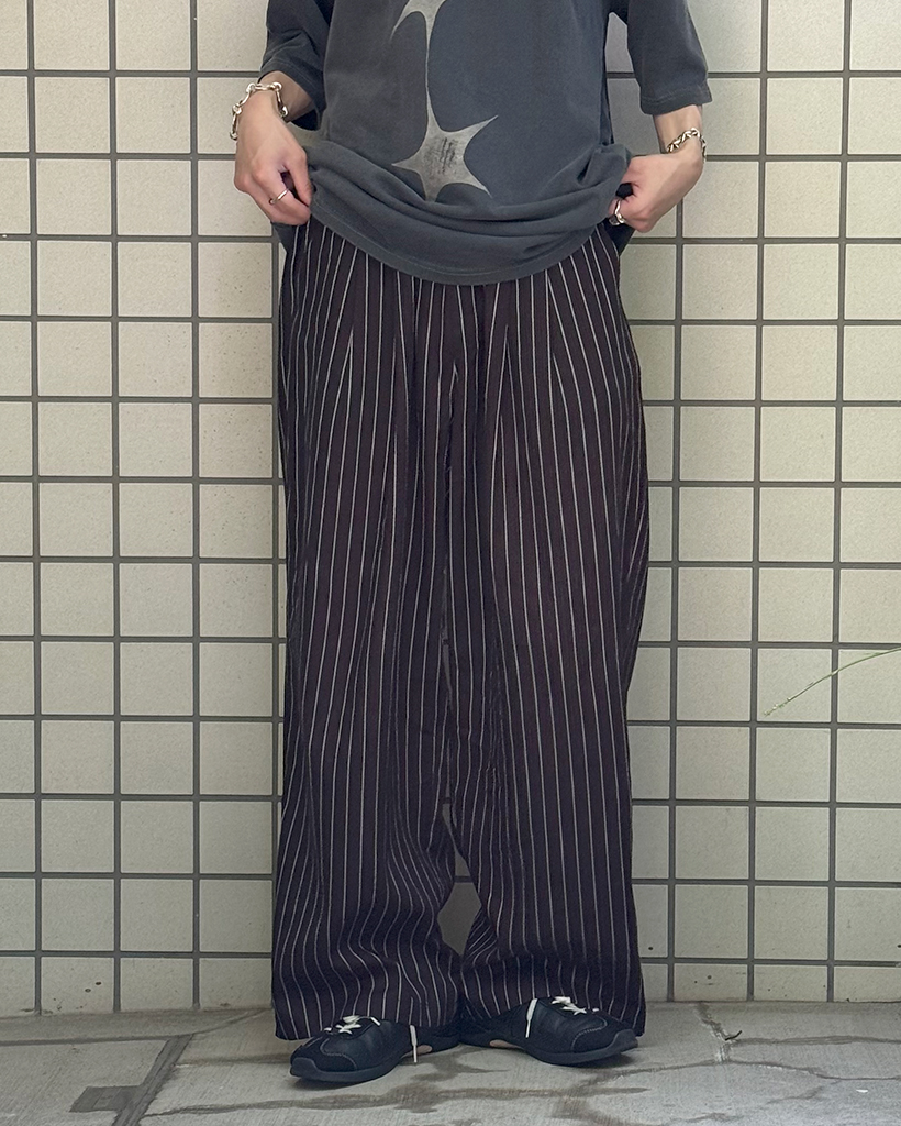 サマーストライプワイドバンディングパンツ | ファッション通販