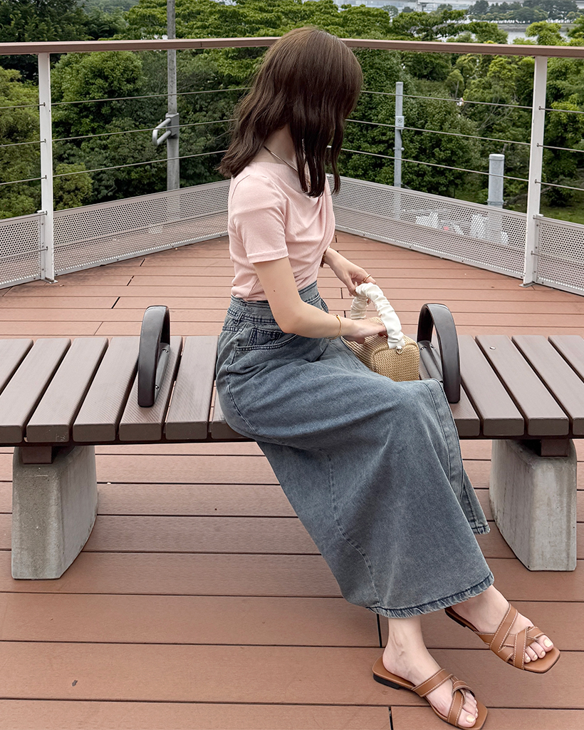 極美品✨ リヴドロワ モン デニムスカート サックスブルー タイト ロング 38 極美品✨ リヴドロワ モン デニムスカート サックスブルー