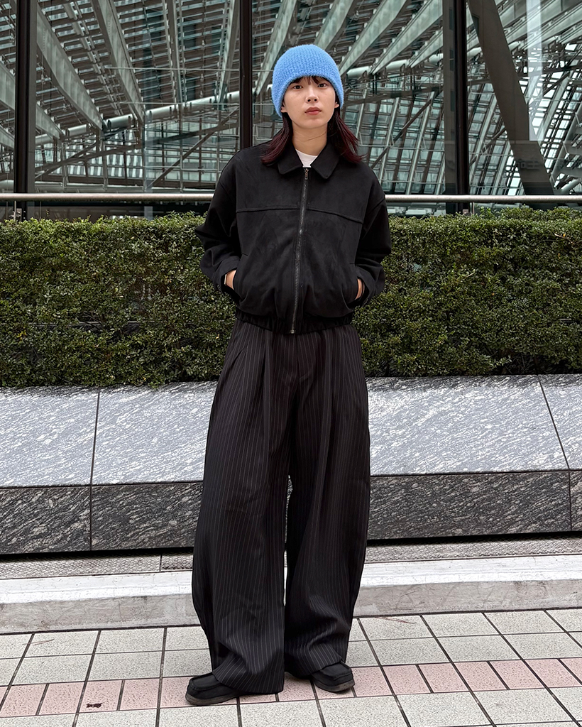 ユニセックス)ピンタックワイドストライプスラックス | ファッション