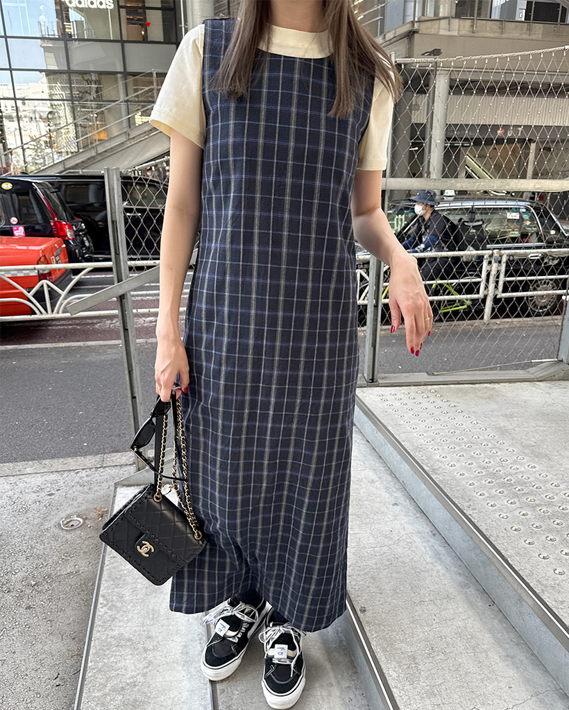 ヌキテパ　ワンピース　黒　チェック　ロングワンピース クーポン】【セール 30%OFF】【ne Quittez pas/ヌキテパ】ドビー