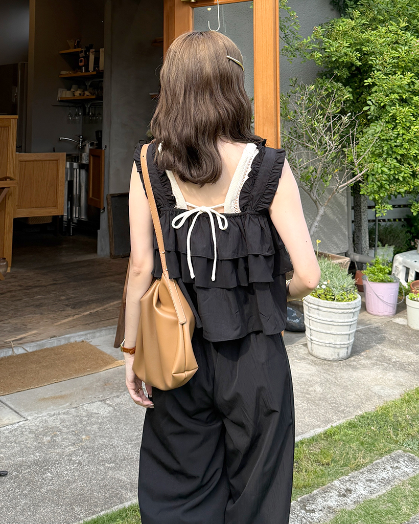 パンチングバックリボンニットスリーブレス | ファッション通販