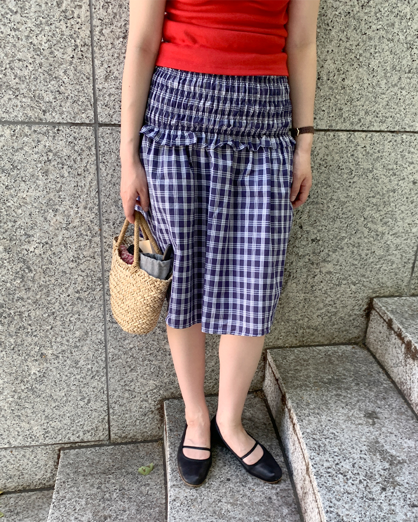 チェック美脚スカート タグ付き新品同様】ミシェルマカロン ブロックチェック美脚