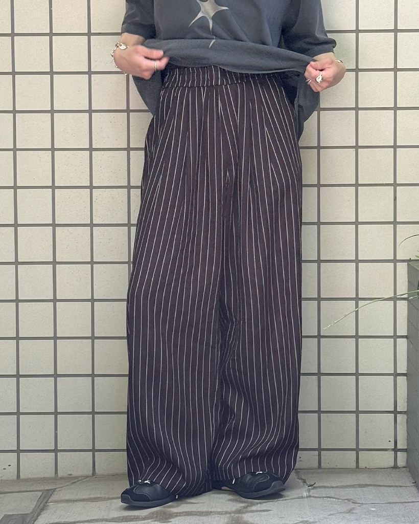 【JEMUT】関税込★ノアダブルストライプバンディングスラックス AGOD スラックス 「AGOD」ワイドバンディングスラックス メンズ