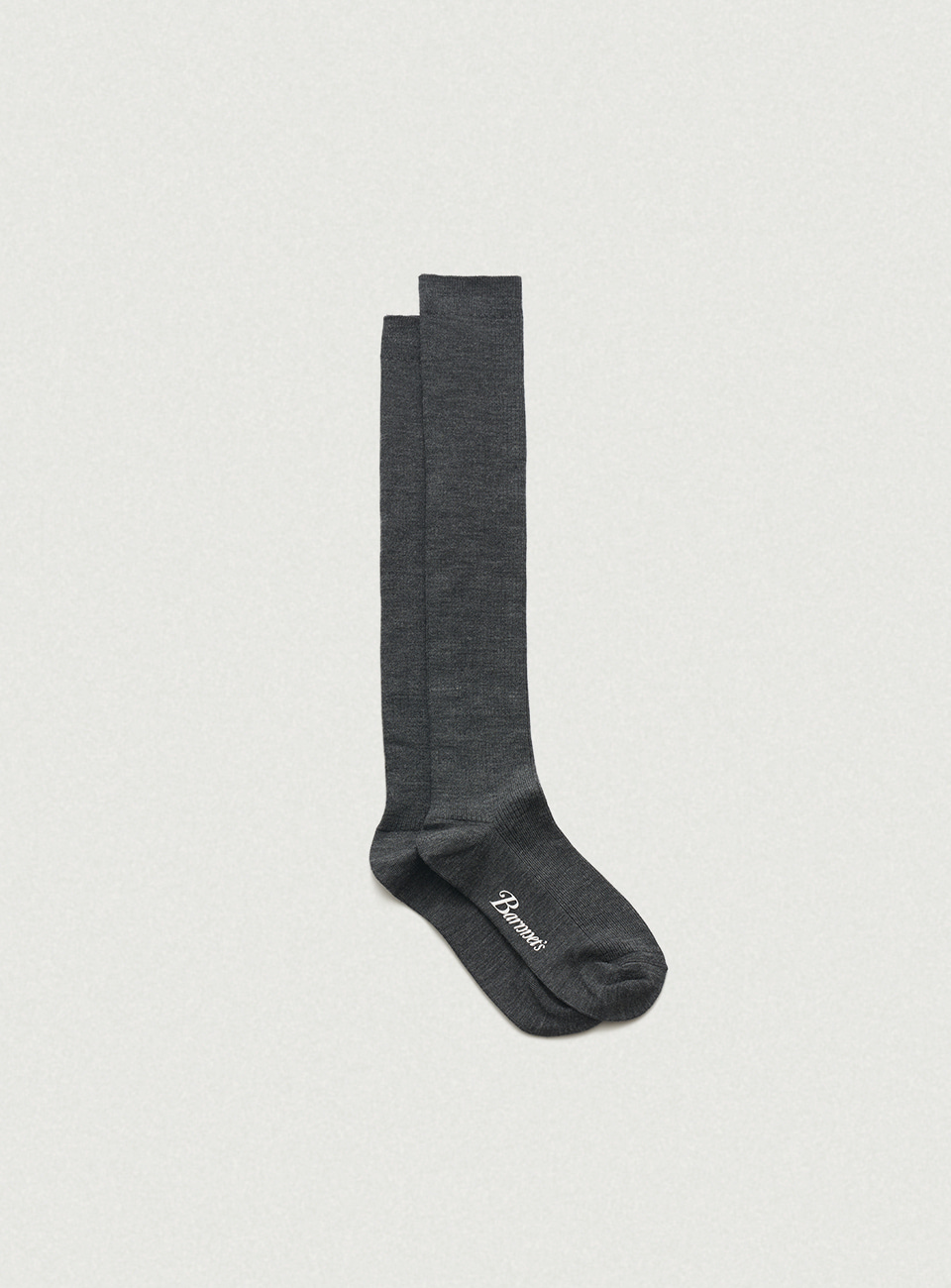 Merino Plain Knee-High Knit Socks - Charcoal