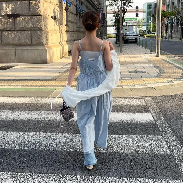シャーリングユニークキャミワンピース | ファッション通販サイト NUGU