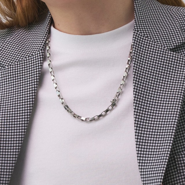 Surgical Steel Square Chain Necklace_CLEF SQUARE CHAIN NEC