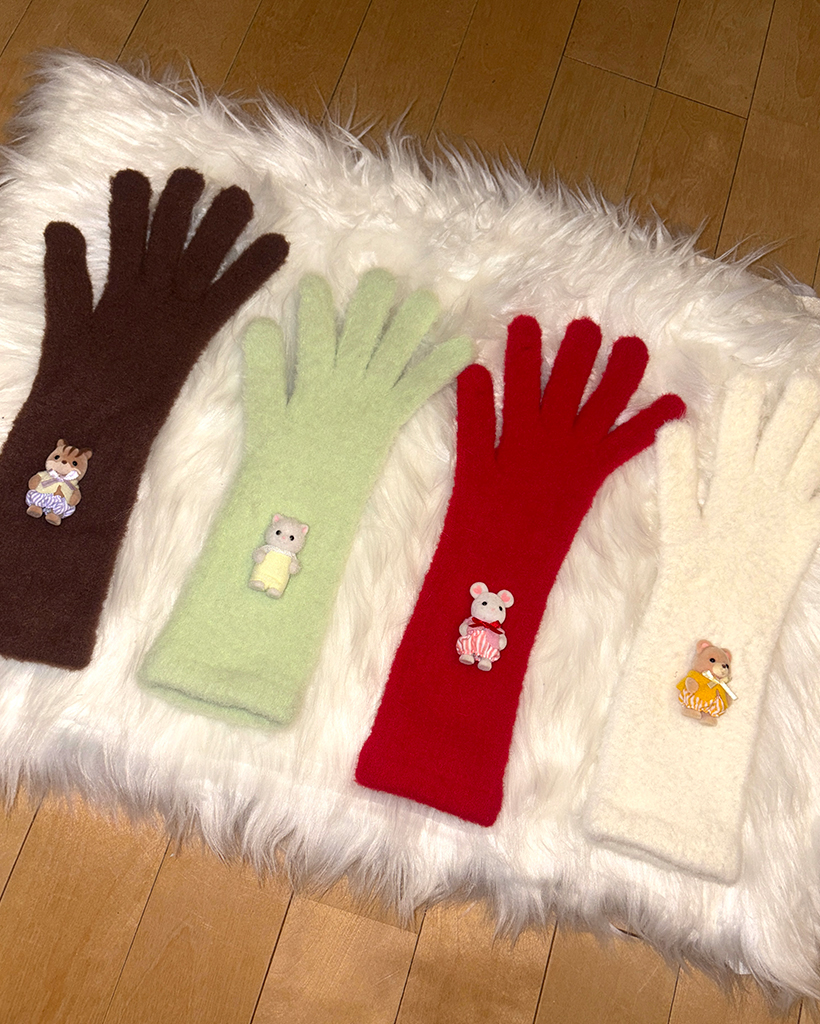 シンプルロングカフススマホグローブ