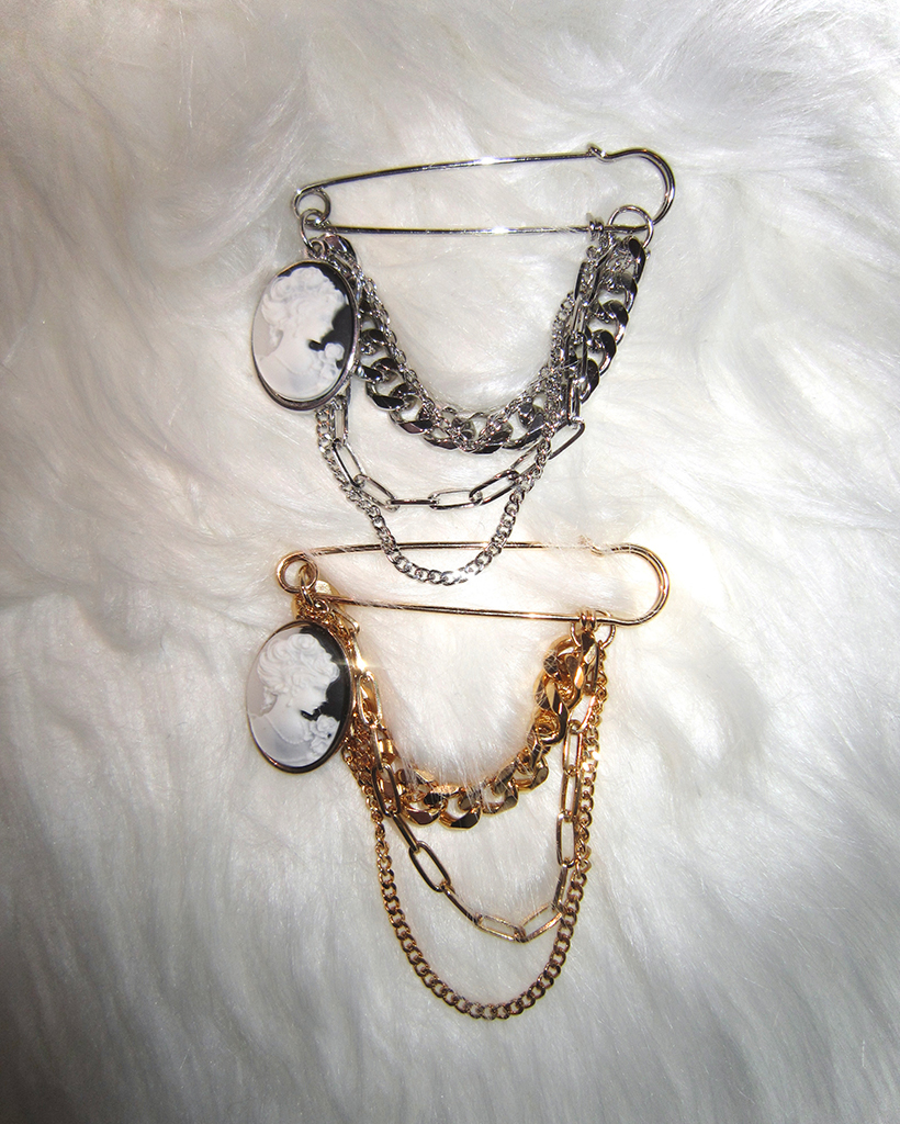 カメオミックスチェーンコンバーチブルブローチ