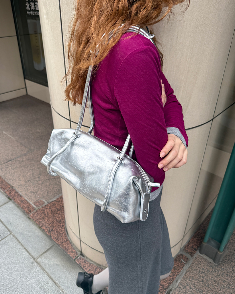 フェイクレザーシンプルショルダーバッグ