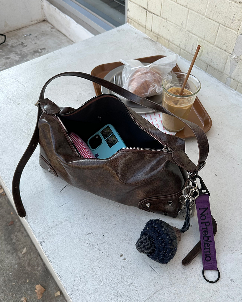 ビンテージレザーワンショルスクエアバッグ