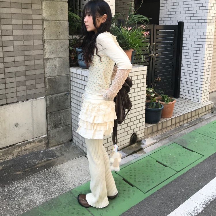 新品タグ付スカート パンツ型裏地付き] ウォッシュデニムスカート(3color