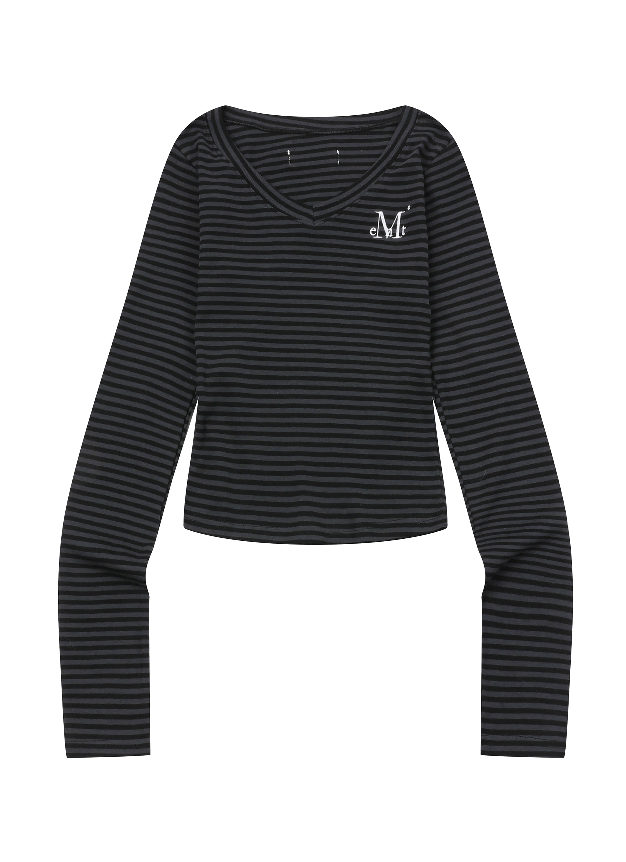 ★ MUCENT★ Emma V-neck Striped Long Sleeve T-shirt 2 Color EMMA V-NECK STRIPE LONG SLEEVE T (2Color) | ファッション通販