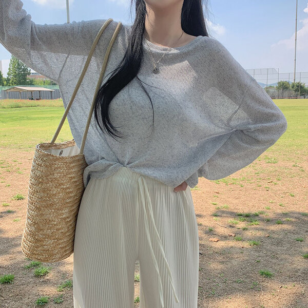 ORIGINAL) ときめきシースルーブクリンネン夏ニット | ファッション