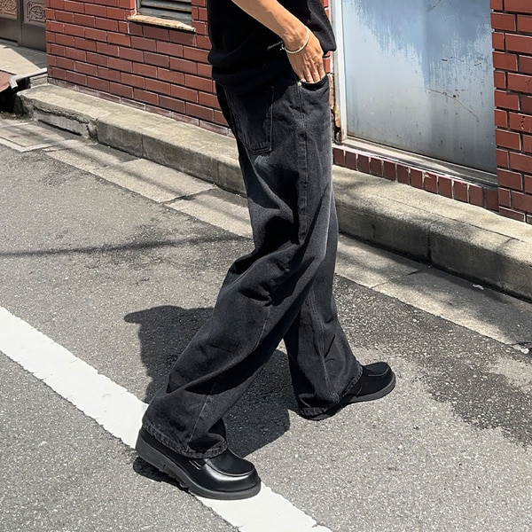 ピクセルインダストリーズ ダークデニム ワイドレッグパンツ ブラシワイドデニムパンツ | ファッション通販サイト NUGU