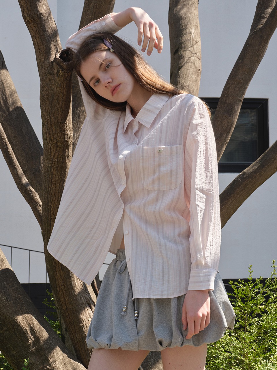 NATURAL STRIPE SHIRT _PINK | ファッション通販サイト NUGU